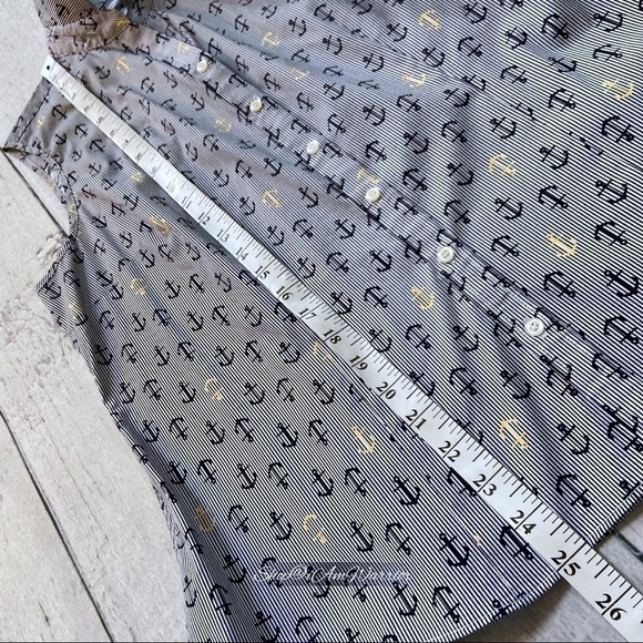 Charter Club pinstripe anchor print collared sleeveless button down top - Picture 8 of 11